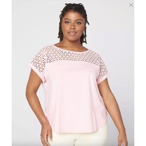 Lane Bryant Cap-Sleeve Eyelet Yoke Tee